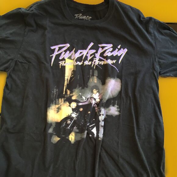 WOMENS Size L (?) Prince Purple Rain Graphic Black TShirt Good Used Condition - Picture 1 of 7